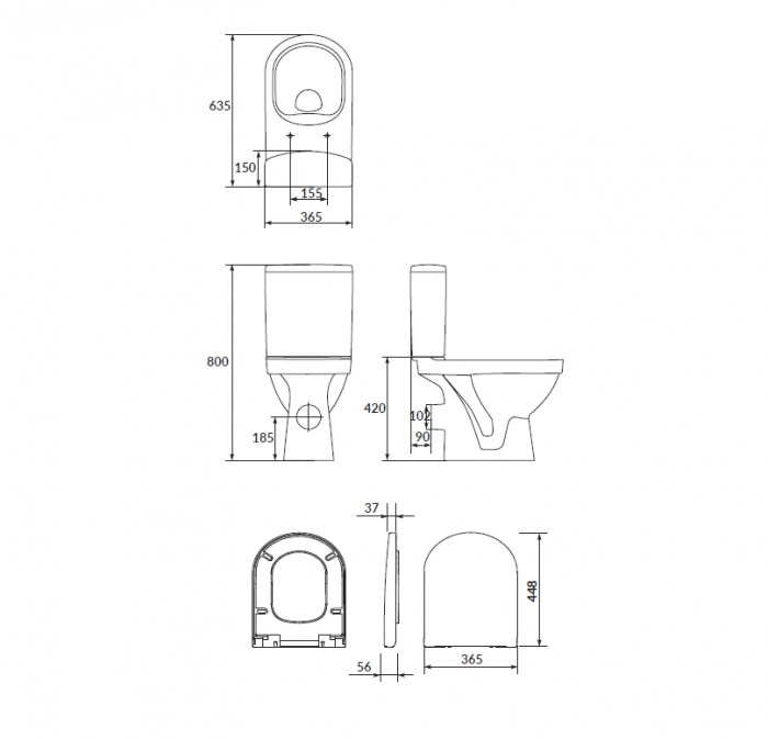 Set vas WC cu rezervor si capac duroplast soft close, cu alimentare laterala si evacuare orizontala, ZIP SimpleOn Cersanit [3]