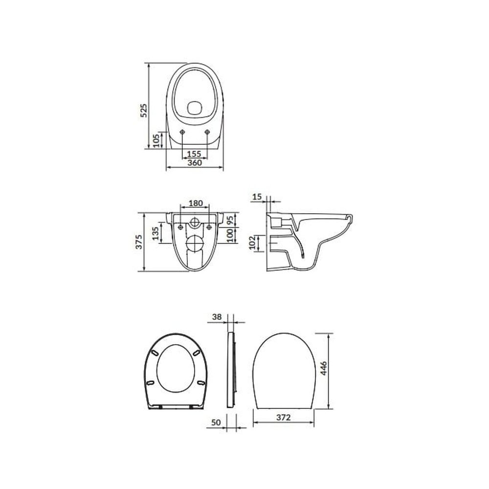 Set vas wc rimless alb cu capac soft close Cersanit SimpleOn, rezervor incastrat si clapeta crom Skate Air Grohe [2]