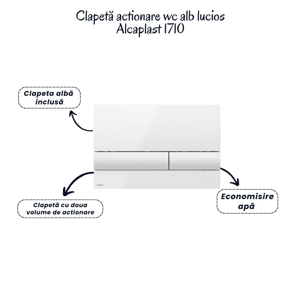 Set vas wc rimless alb cu capac soft close Oslo Foglia, rezervor incastrat si clapeta [5]