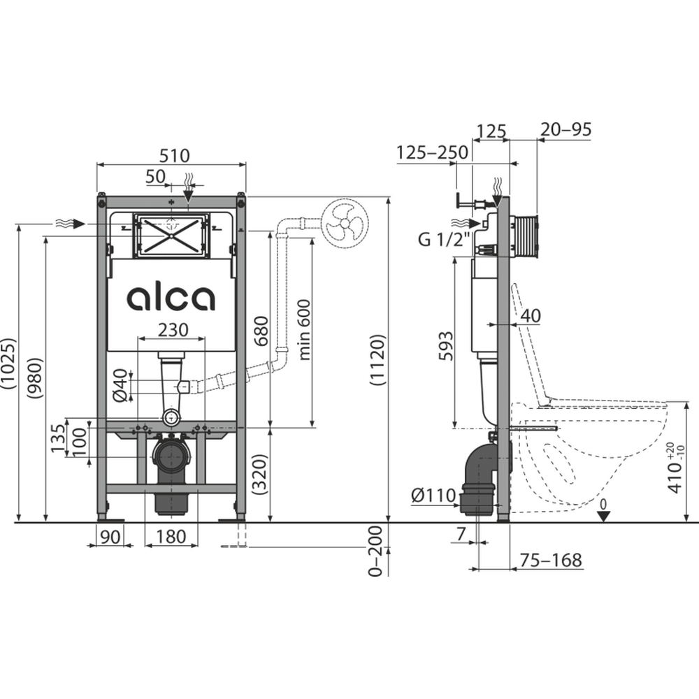 Set vas wc rimless alb cu capac soft close Oslo Foglia, rezervor incastrat si clapeta otel inoxidabil alba [9]