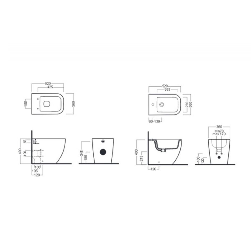 Set vas wc rimless back to wall, cu capac soft close, Hatria Bianca [4]