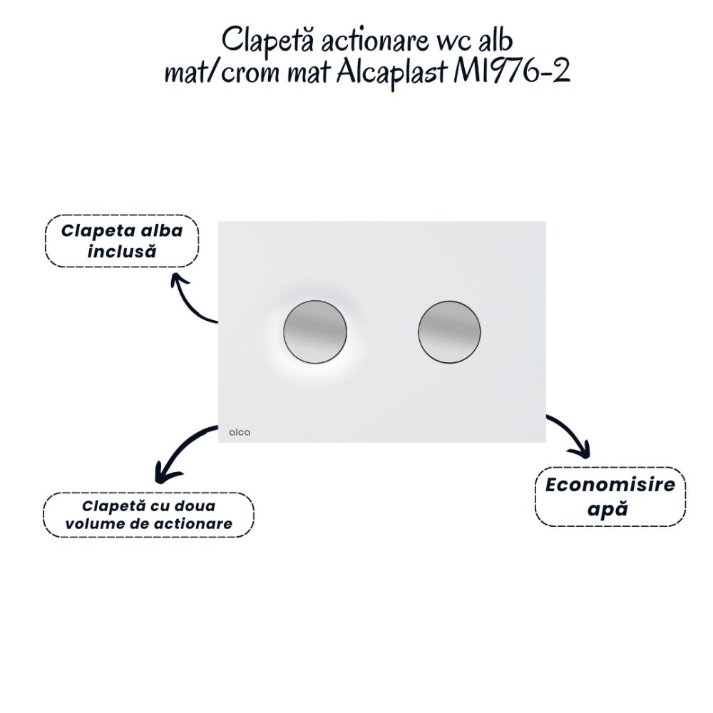 Set vas wc rimless cu capac soft close Fluminia Minerva, rezervor incastrat si clapeta alb/crom mat Alcadrain M1976-2 [5]