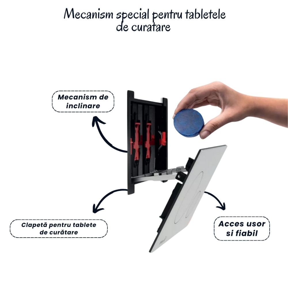 Set vas wc rimless cu capac soft close Fluminia Minerva, rezervor incastrat si clapeta alb mat Alcadrain M1976 [4]