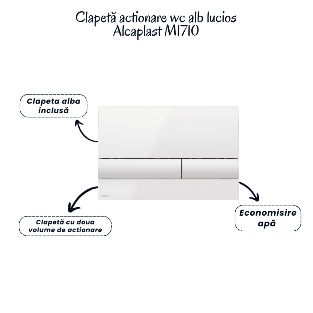 Set vas wc rimless cu capac soft close Fluminia Paris, rezervor incastrat si clapeta alba Alcaplast [5]