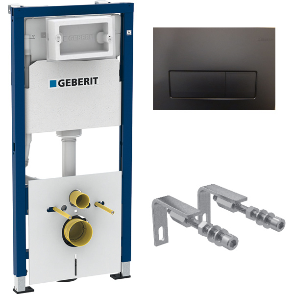 Set vas wc suspendat tornado cu capac soft close Deante Jasmin si set rezervor wc incastrat Geberit Duofix cu set fixare si izolare fonica, plus clapeta negru lucios Delta 50 [3]