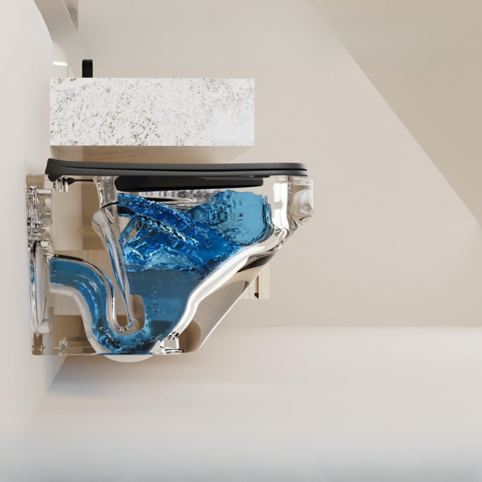 Set vas wc rimless suspendat negru mat, dreptunghiular, capac slim softclose, Foglia Bristol [7]