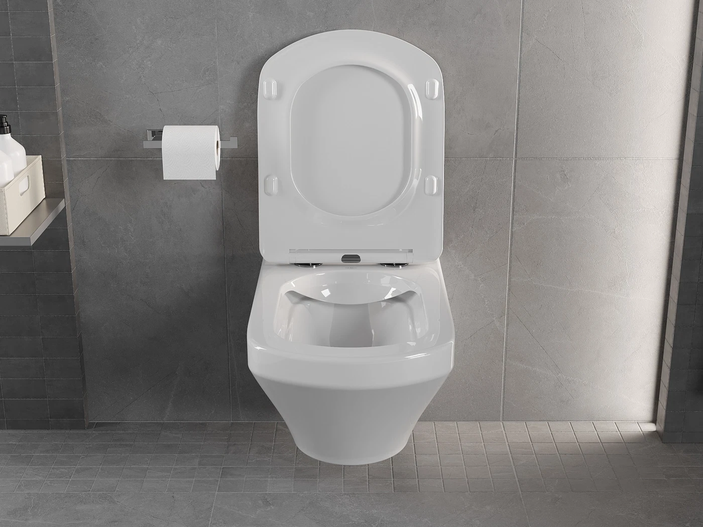 Set vas wc rimless suspendat, dreptunghiular, capac slim softclose, Foglia Bristol [2]