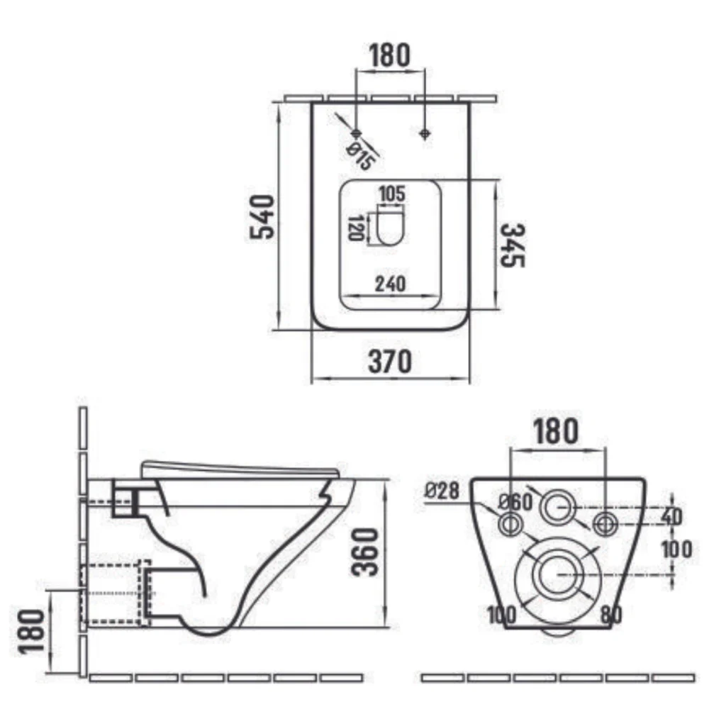 Set vas wc rimless suspendat Foglia Bristol cu rezervor incastrat Schwab si clapeta de actionare crom lucios, Schwab Vela [5]