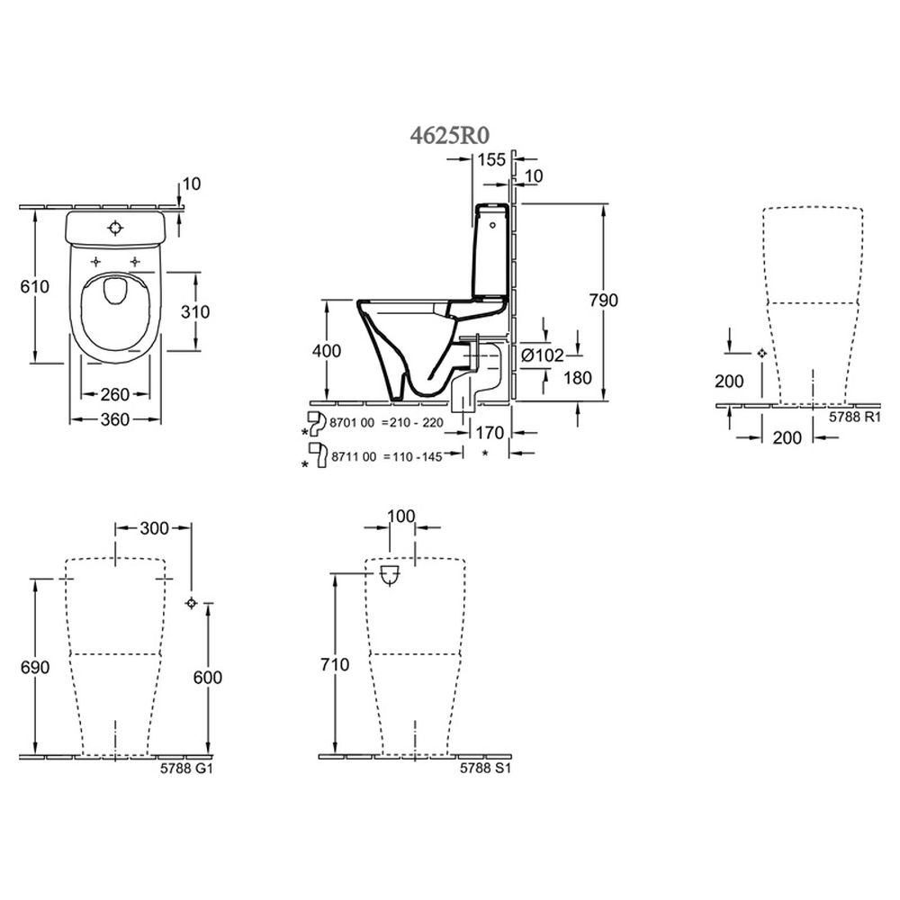 Set vas wc stativ rimless cu rezervor si capac soft close Villeroy&Boch, Compact [3]