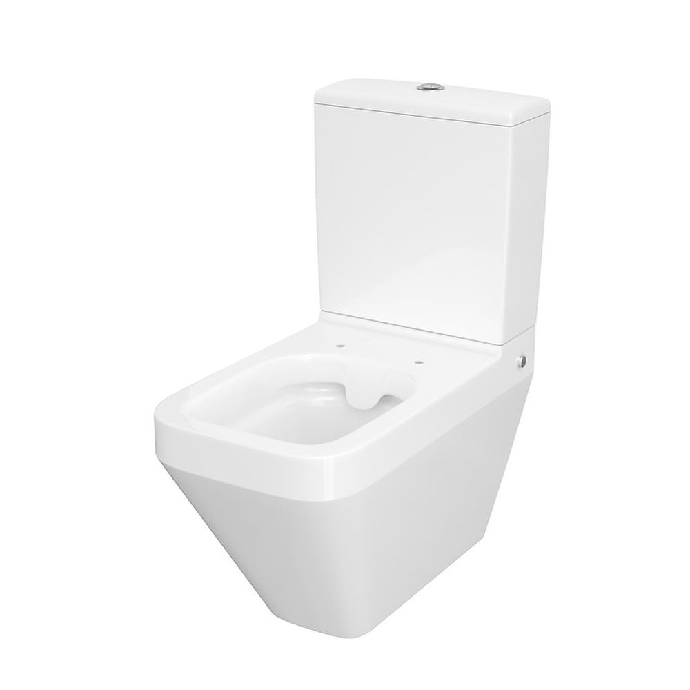 Set vas wc stativ rimless dreptunghiular Cersanit Crea cu rezervor si capac soft close inclus, alb [2]