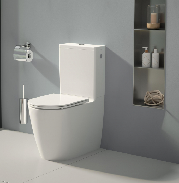 Set WC monobloc cu rezervor și capac softclose, Vortex, alb Kielle Oudee [4]