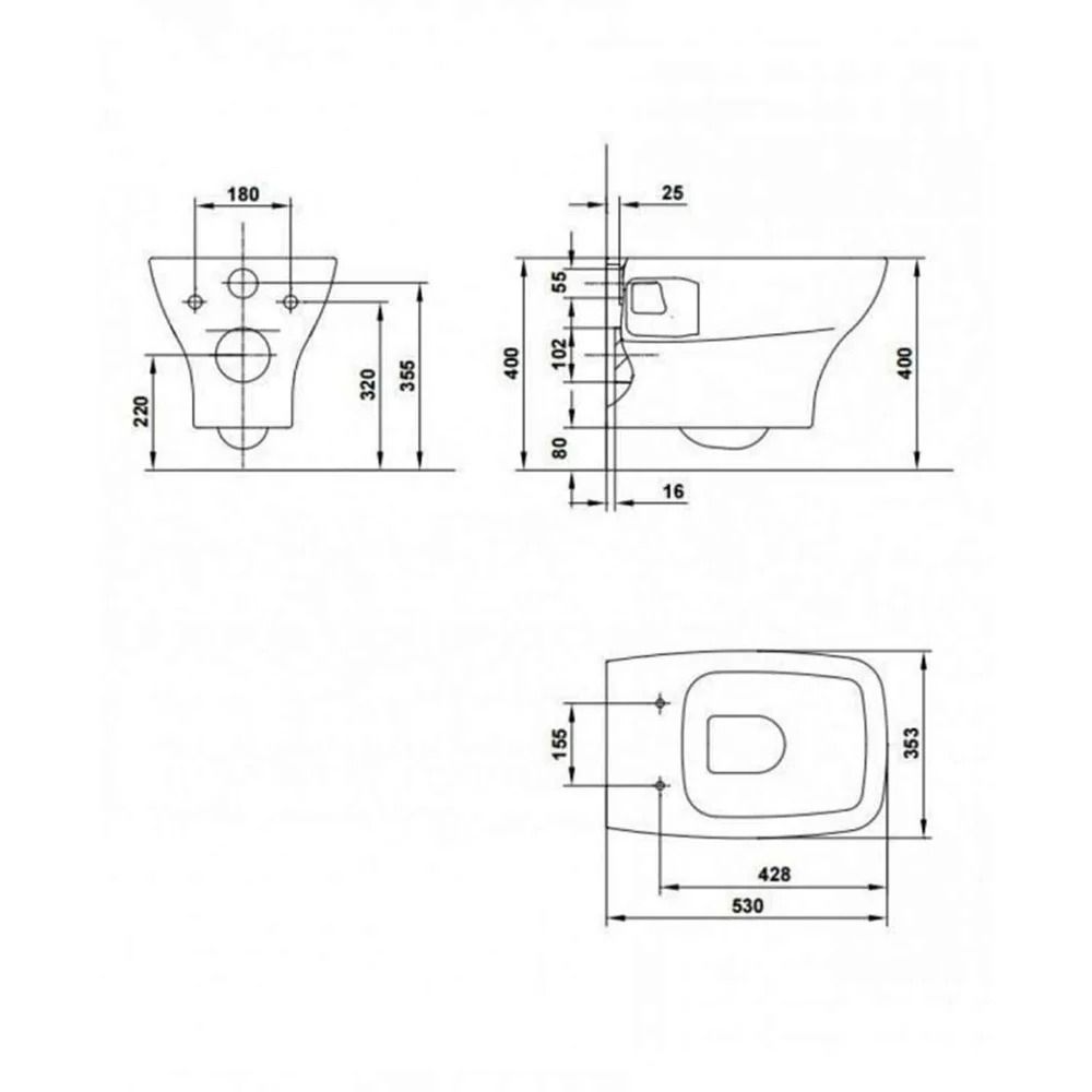 Vas wc suspendat Gala Street Square cu capac soft close inclus, alb [3]