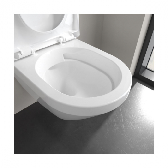 Set vas WC suspendat alb alpin cu capac soft close, Direct Flush & Twist Flush, Villeroy & Boch Architectura [4]