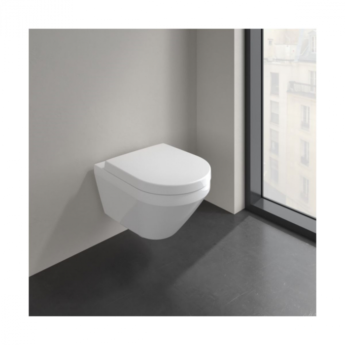 Set vas WC suspendat alb alpin cu capac soft close, Direct Flush & Twist Flush, Villeroy & Boch Architectura [3]