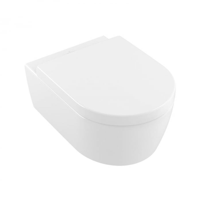 Set vas WC suspendat alb alpin, direct flush cu capac soft close si quick release, Villeroy  Boch Avento