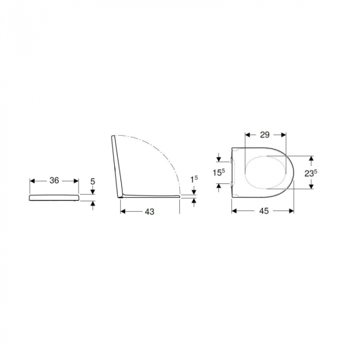 Set vas wc suspendat, forma ovala, proiectie mica, cu capac soft close, alb, Geberit iCon XS [7]