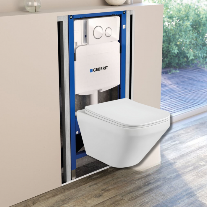 Set vas wc suspendat Bristol Foglia, clapeta alba, rezervor wc incastrat Geberit Duofix Delta [2]