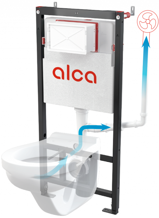 Set vas wc suspendat cu functie de bideu si baterie negru mat inclusa Foglia Safari, rezervor wc si clapeta aluminiu negru mat, Alcaplast [4]