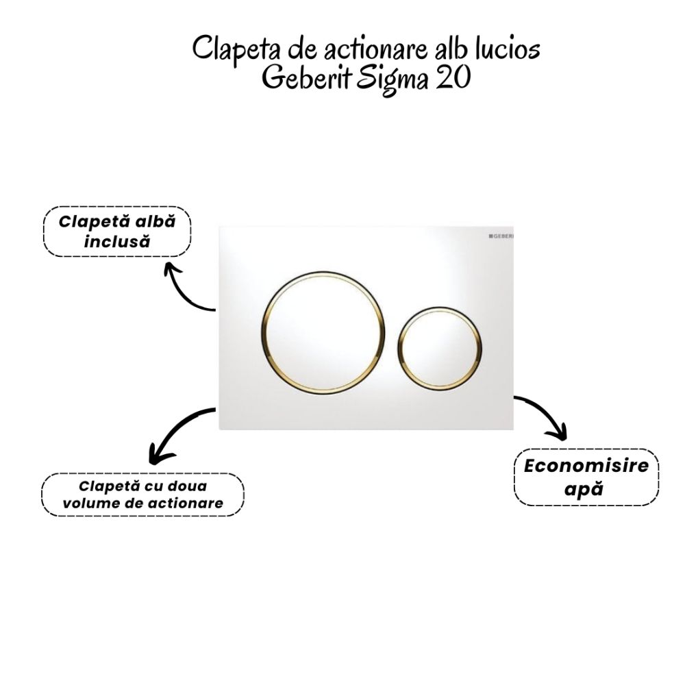 Set vas wc suspendat, clapeta alb si auriu, rezervor wc incastrat,set fixare,antifonare [4]