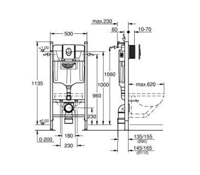 Set vas wc suspendat, clapeta crom, rezervor Grohe Rapid SL [2]