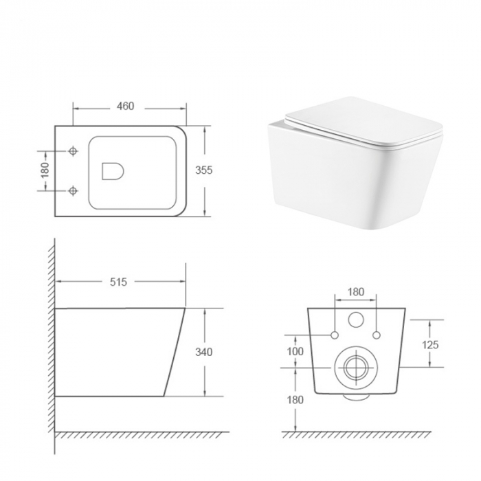 Set vas wc suspendat, clapeta crom, rezervor Grohe Rapid SL [3]