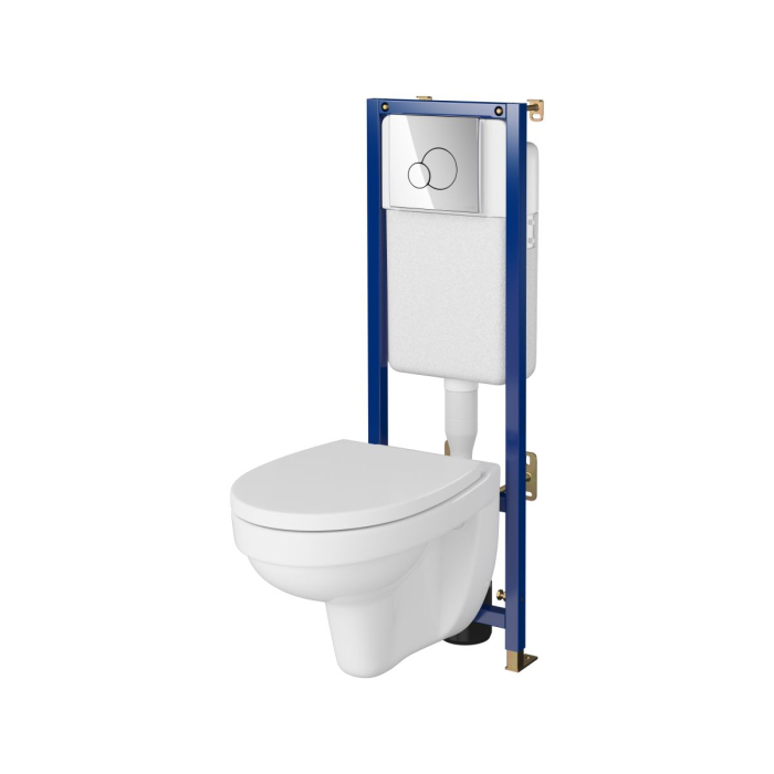 Set vas wc suspendat CleanOn Cersania cu capac soft close, rezervor incastrat si clapeta crom lucios