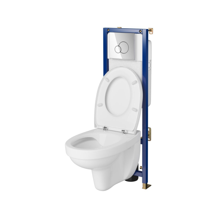 Set vas wc suspendat CleanOn Cersania cu capac soft close, rezervor incastrat si clapeta crom lucios [2]