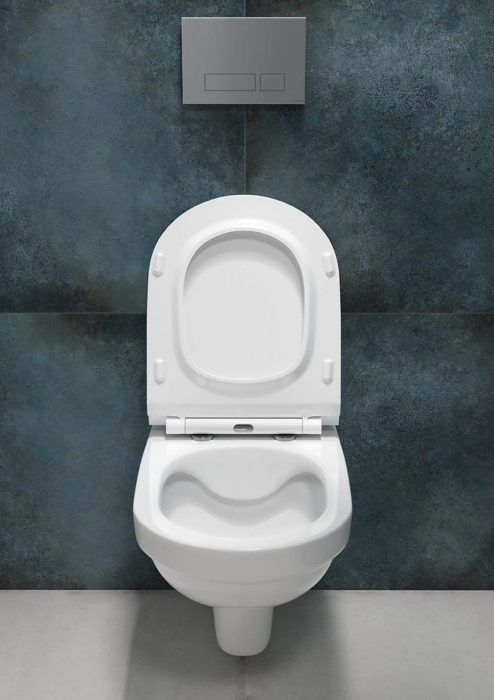 Set vas wc suspendat CleanOn Zip cu capac soft close, rezervor incastrat si clapeta crom lucios butoane rotunde [4]
