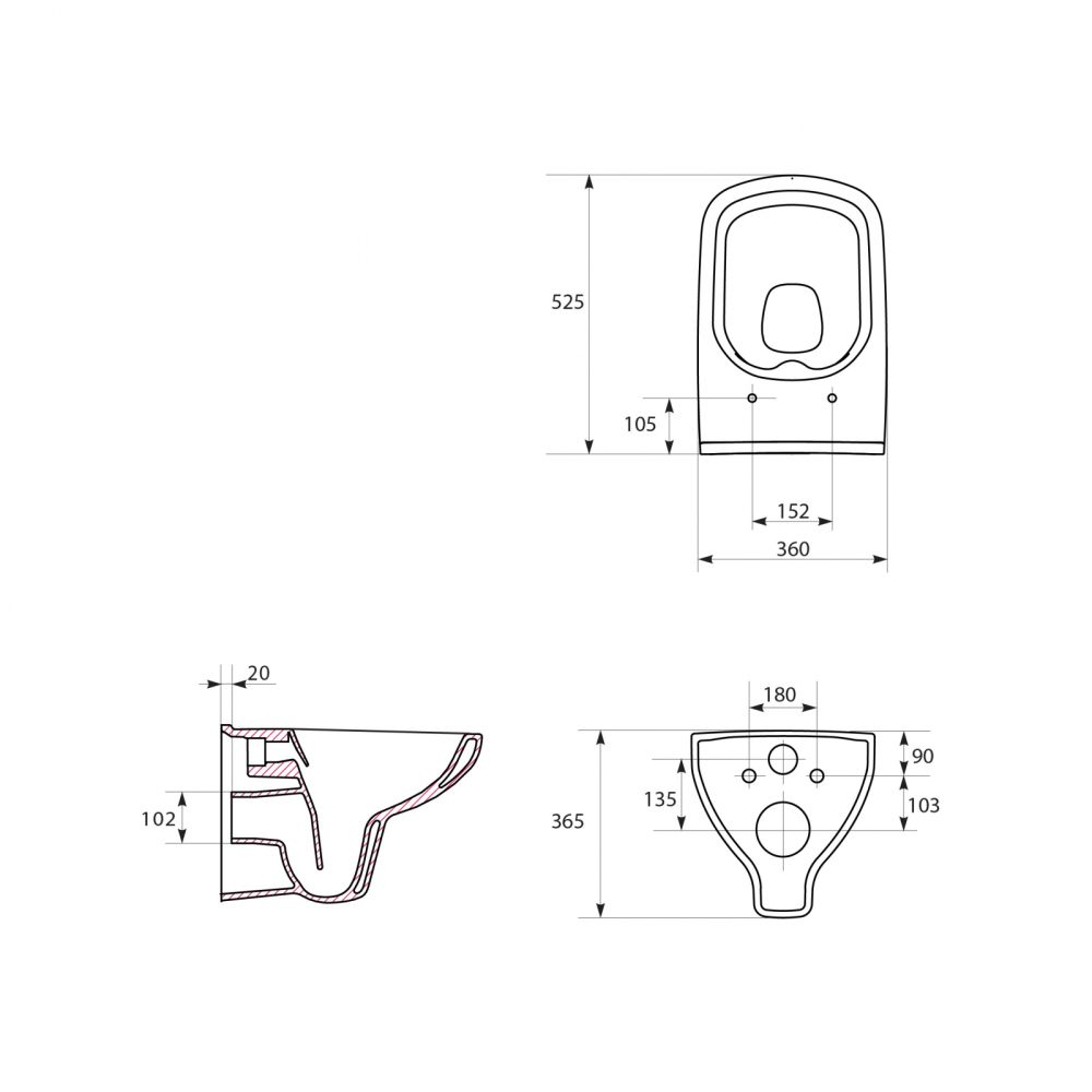 Set vas wc suspendat Colour CleanOn cu capac soft close, rezervor incastrat si clapeta crom lucios Opti [3]