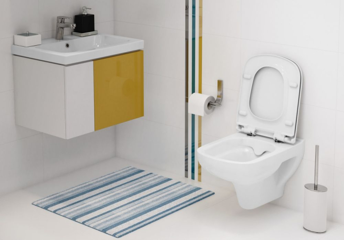Set vas wc suspendat Colour CleanOn cu capac soft close, rezervor incastrat si clapeta crom lucios Opti [4]