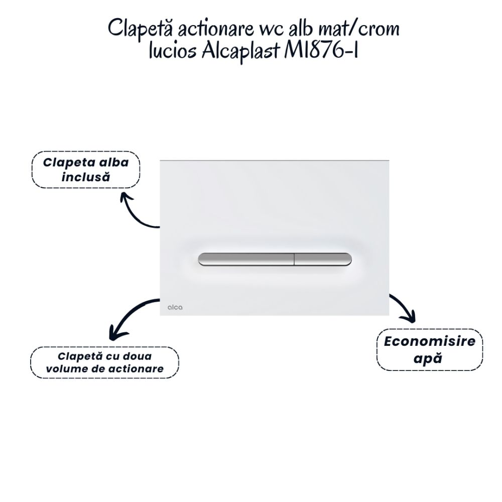 Set vas wc suspendat cu capac Fluminia Paris, rezervor si clapeta alb mat/crom lucios Alcaplast M1876-1 [5]