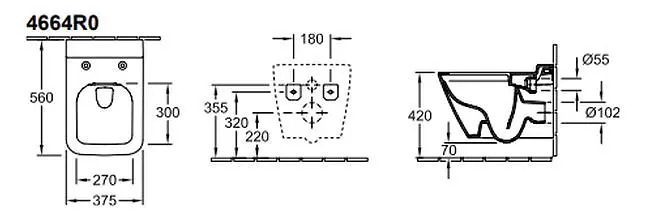 Set vas wc suspendat dreptunghiular, alb lucios, directFlush, CeramicPlus, Villeroy & Boch Finion [6]