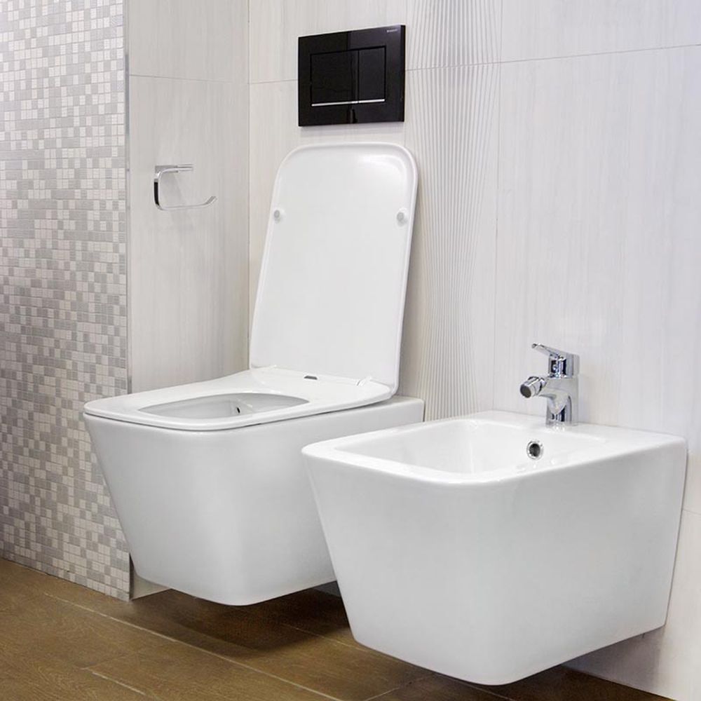 Set vas WC suspendat, Fluminia, Paris, rimless, cu capac quick release si soft close [3]