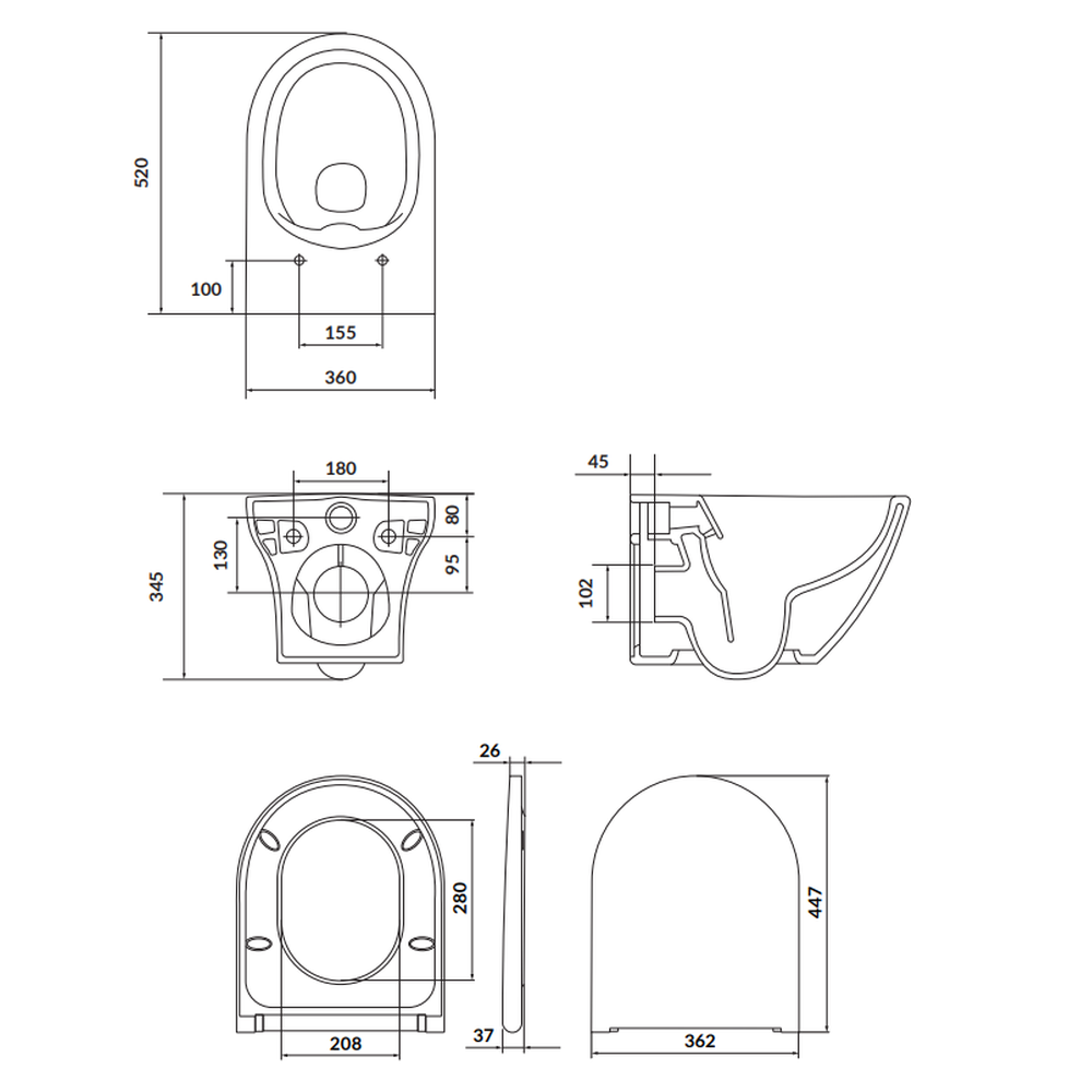 Set vas wc suspendat Larga Oval CleanOn cu capac soft close, rezervor incastrat si clapeta pneumatica negru mat [10]