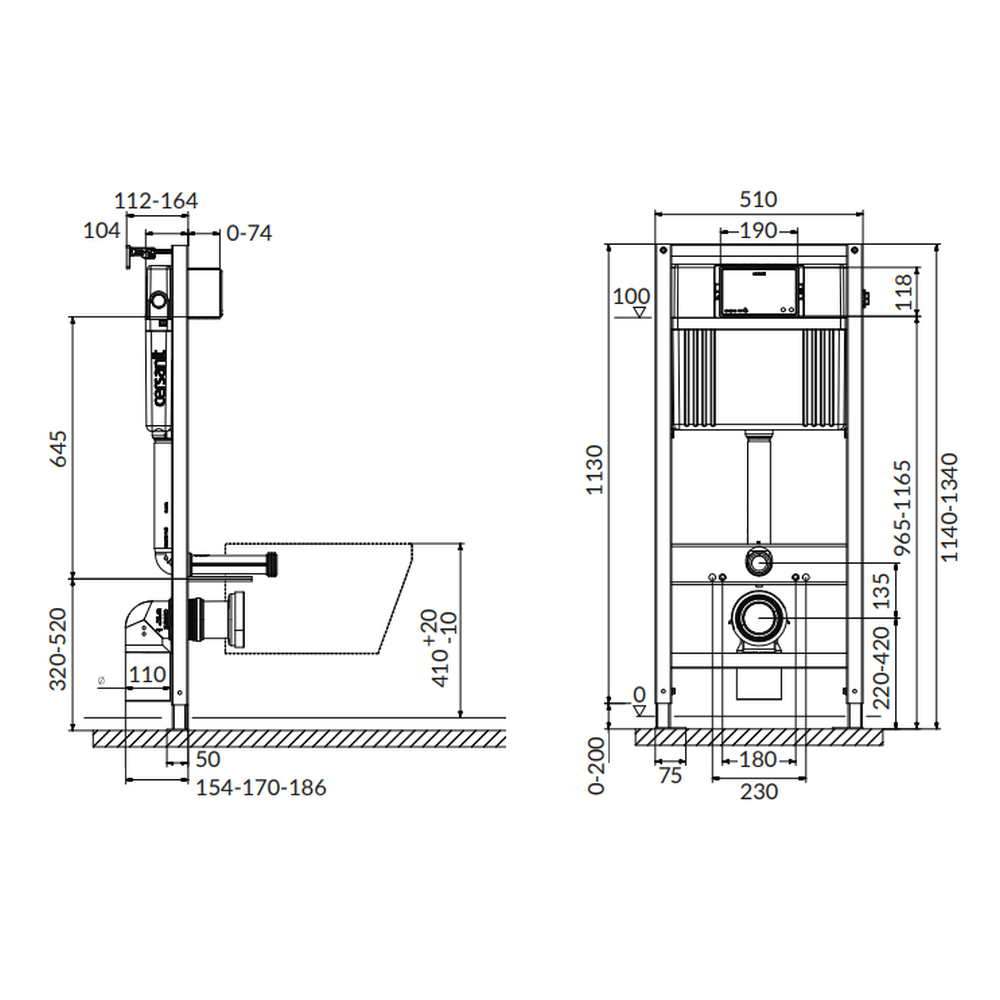 Set vas wc suspendat Larga Square CleanOn cu capac soft close, rezervor incastrat si clapeta pneumatica crom lucios [5]