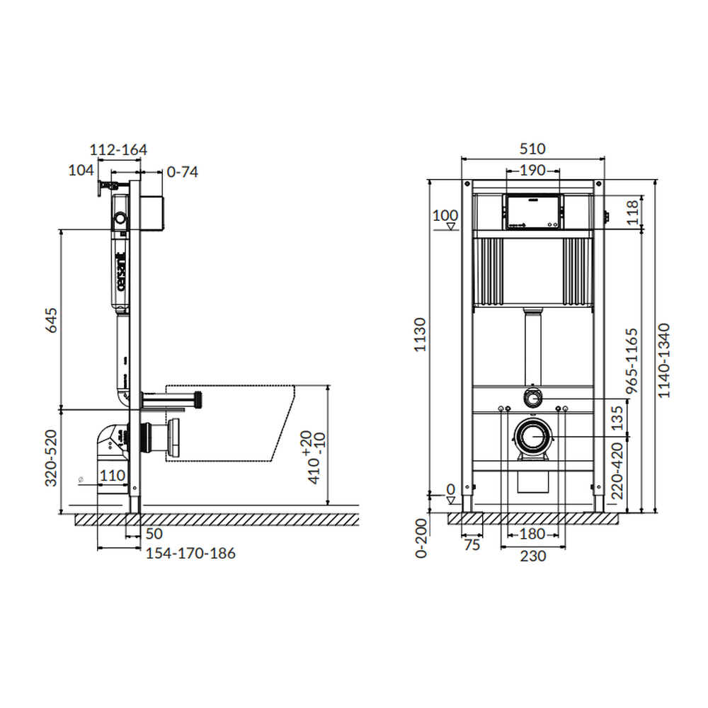 Set vas wc suspendat Larga Square CleanOn cu capac soft close, rezervor incastrat si clapeta pneumatica negru mat [2]