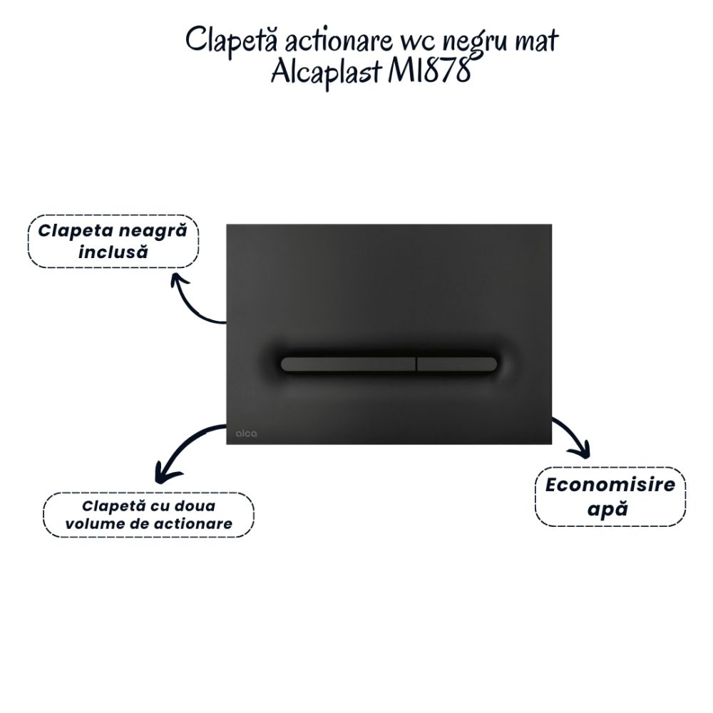 Set vas wc suspendat negru cu capac Fluminia Paris, rezervor si clapeta negru mat Alcaplast M1878 [5]