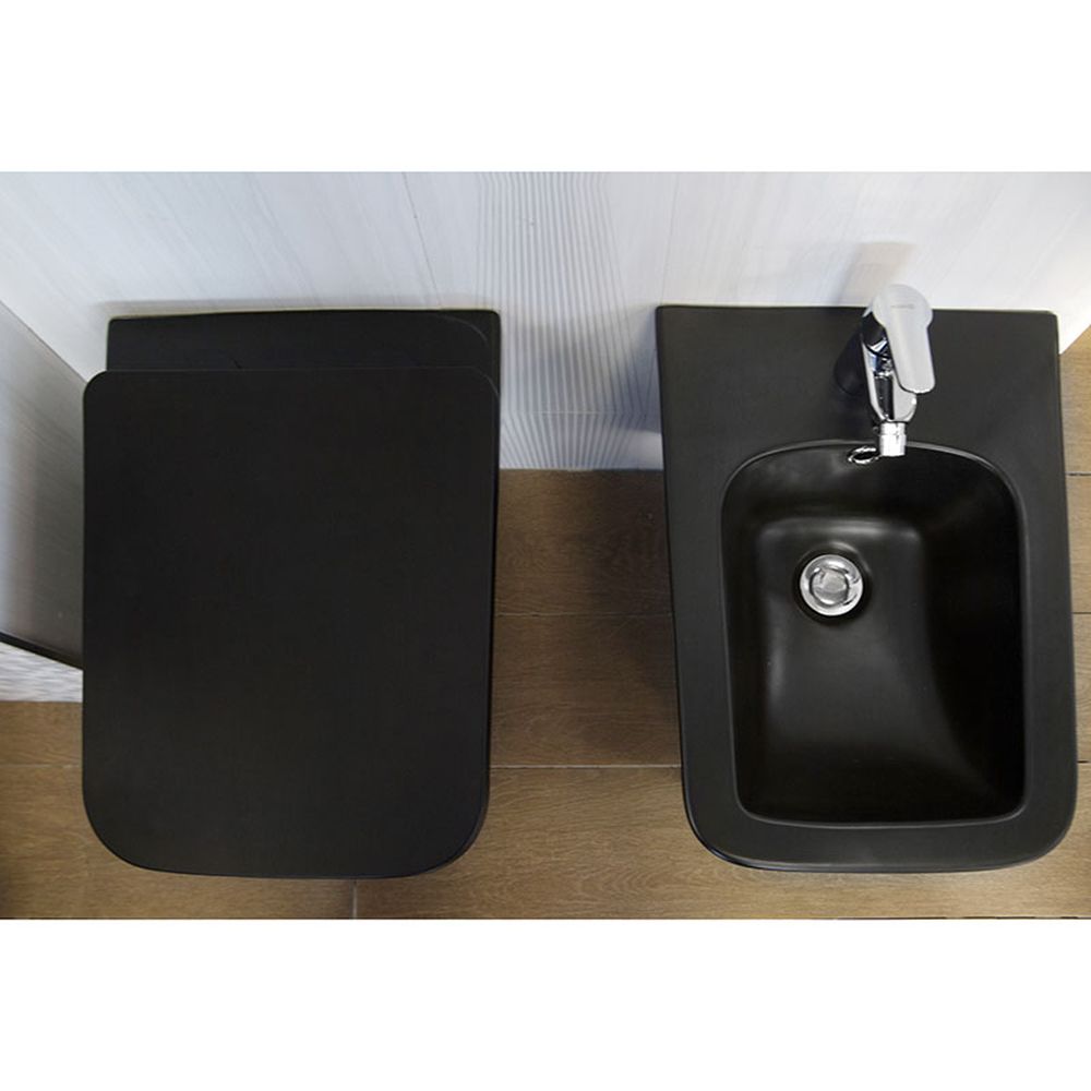 Set vas WC suspendat negru mat, rimless cu capac quick release si soft close, Fluminia Paris [4]