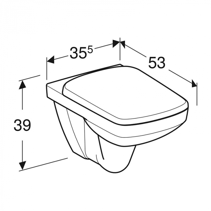 Set vas WC suspendat rimless alb, cu spalare verticala si capac soft close din duroplast, Geberit Selnova Square [3]