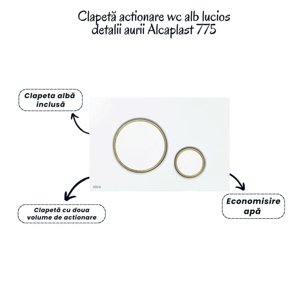 Set vas wc suspendat rimless cu capac soft close Alice, rezervor incastrat si clapeta alba Alcaplast [5]