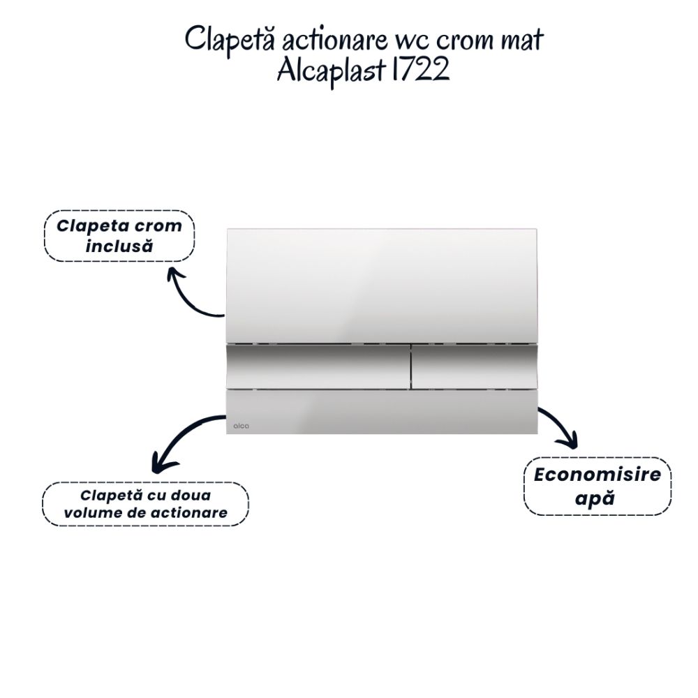 Set vas wc suspendat rimless cu capac soft close Oslo Foglia, rezervor incastrat si clapeta crom mat Alcaplast [4]