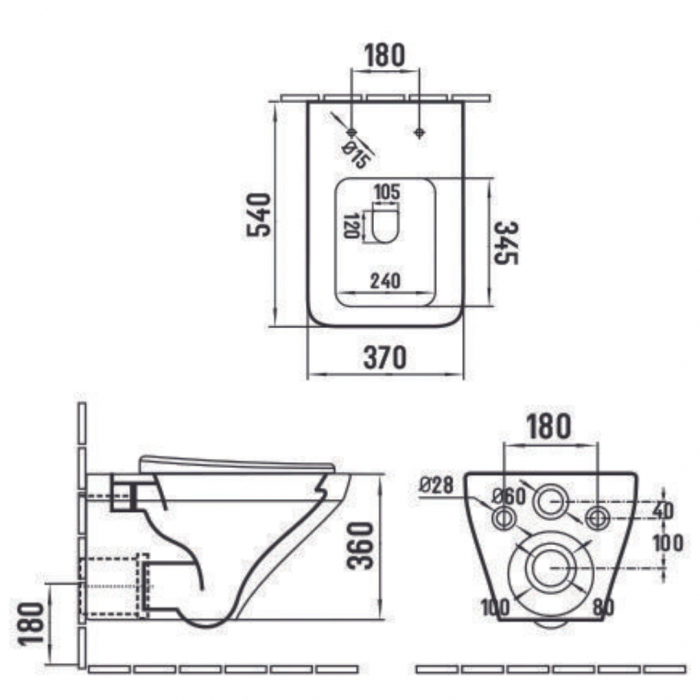 Set vas wc suspendat rimless cu capac soft close Bristol si set rezervor wc incastrat Grohe Rapid SL cu set fixare si clapeta crom Skate Cosmopolitan Grohe [5]