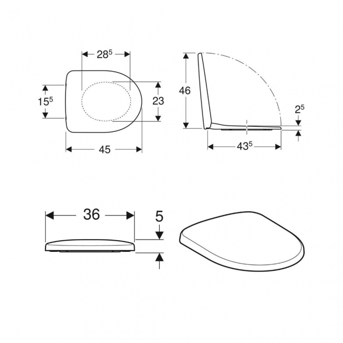 Set vas wc suspendat rimless cu capac soft close din duroplast, alb, Geberit Selnova Premium [7]