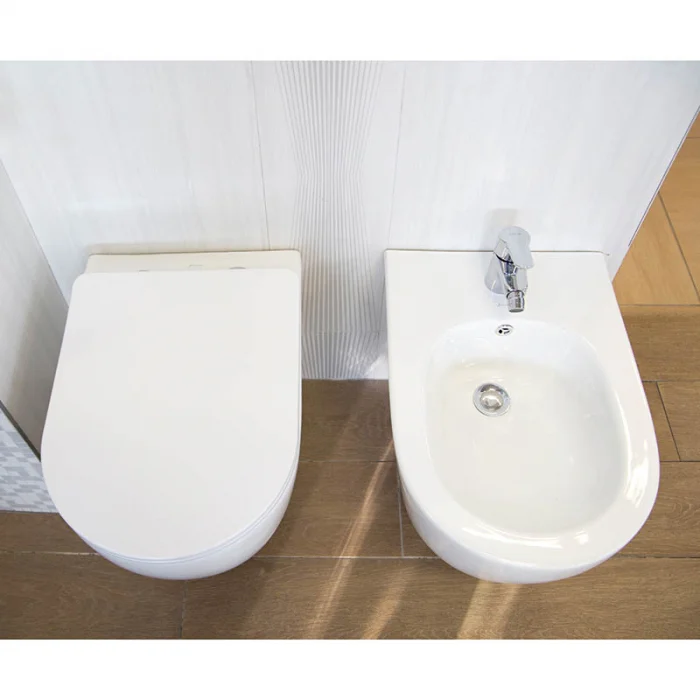 Set vas wc suspendat rimless cu capac soft close Fluminia, Minerva si set rezervor wc incastrat Grohe Rapid SL cu set fixare si clapeta crom Skate Cosmopolitan Grohe [3]