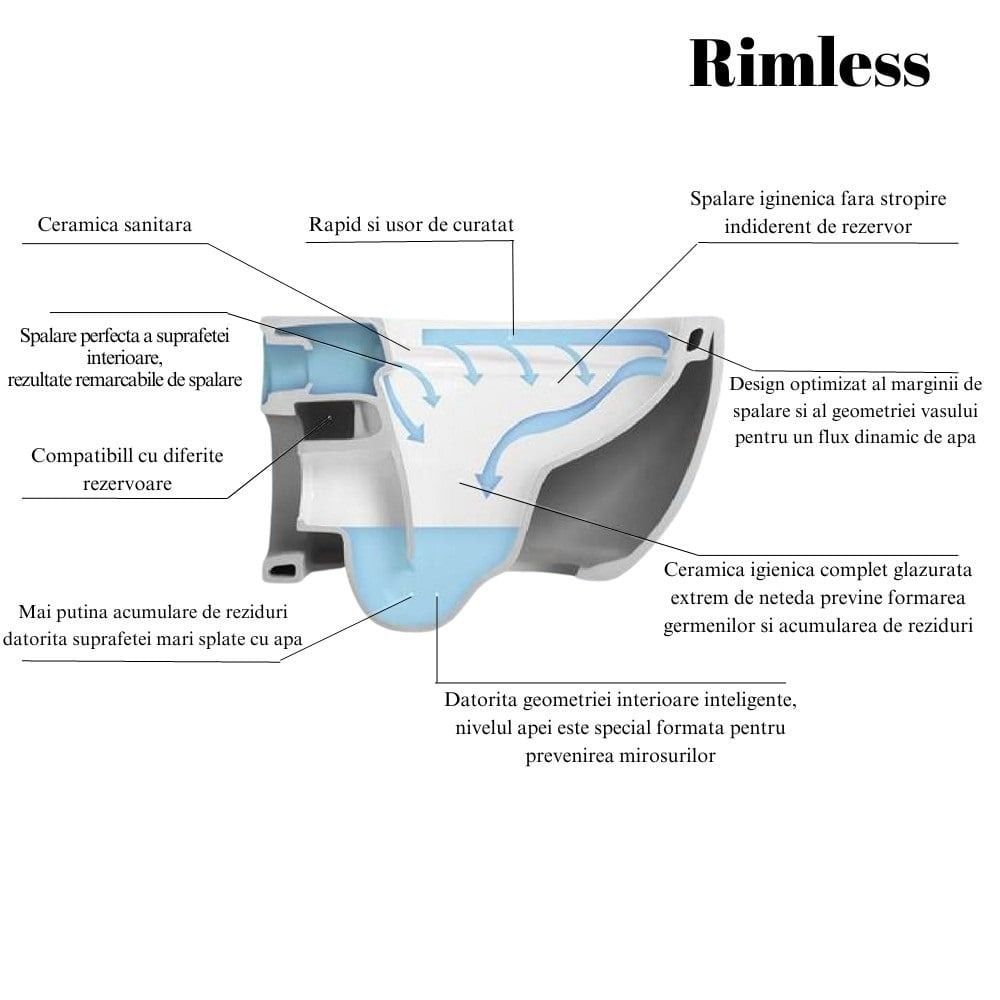 Set vas wc suspendat rimless cu capac soft close Geberit Selnova, rezervor incastrat si clapeta alba [2]