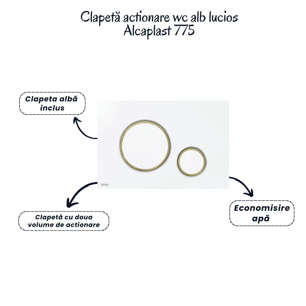 Set vas wc suspendat vortex cu capac soft close Oslo, rezervor incastrat si clapeta alba Alcaplast [4]