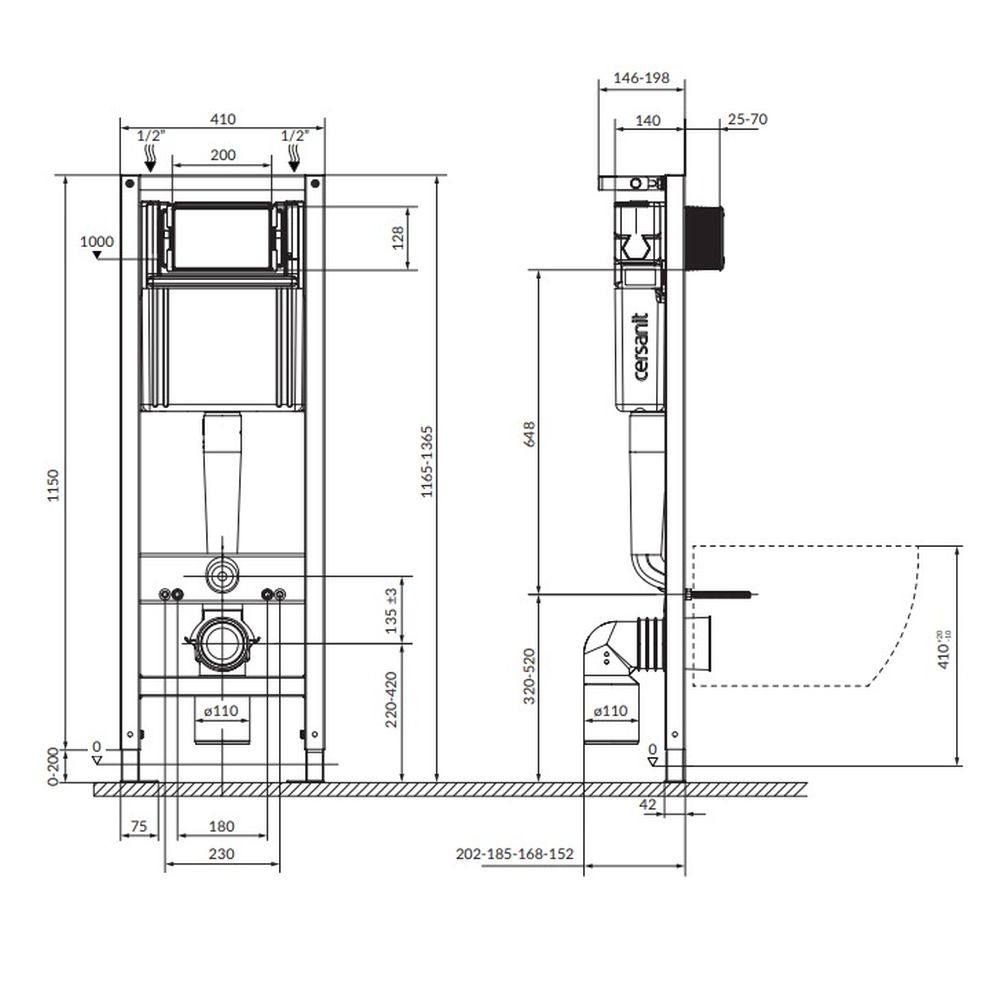 Set vas wc suspendat vortex cu capac soft close Oslo, rezervor incastrat si clapeta alba Cersanit Presto II [3]
