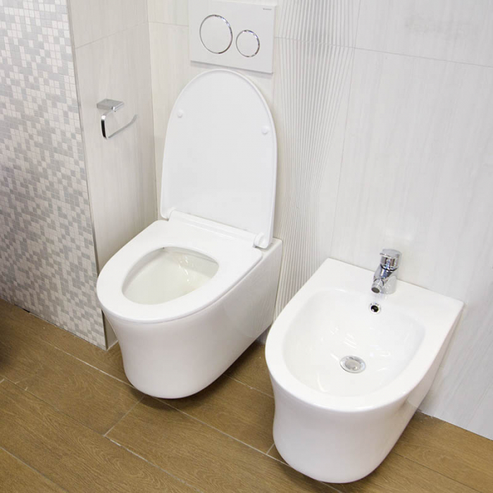 Set vas wc suspendat, rimless, cu capac soft close si quick release, alb, Fluminia, Isolda [2]