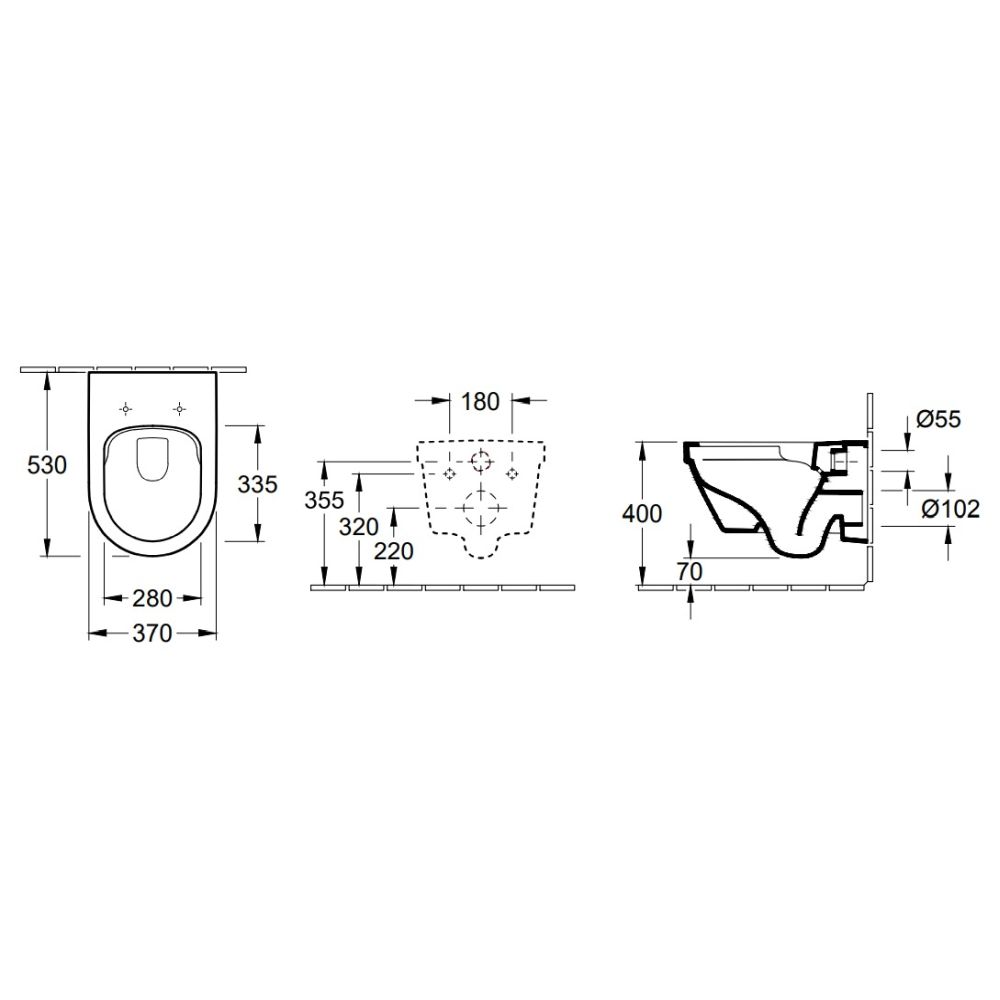 Set vas wc suspendat rimless cu capac Villeroy&Boch, Architectura plus rezervor wc incastrat si clapeta crom Skate Air Grohe [3]