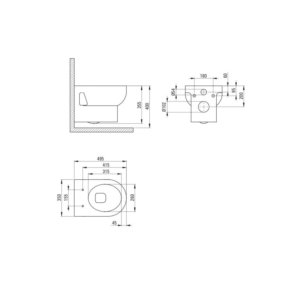 Set vas wc suspendat rimless alb cu rezervor incastrat si clapeta de actionare aurie Deante, Avis [2]
